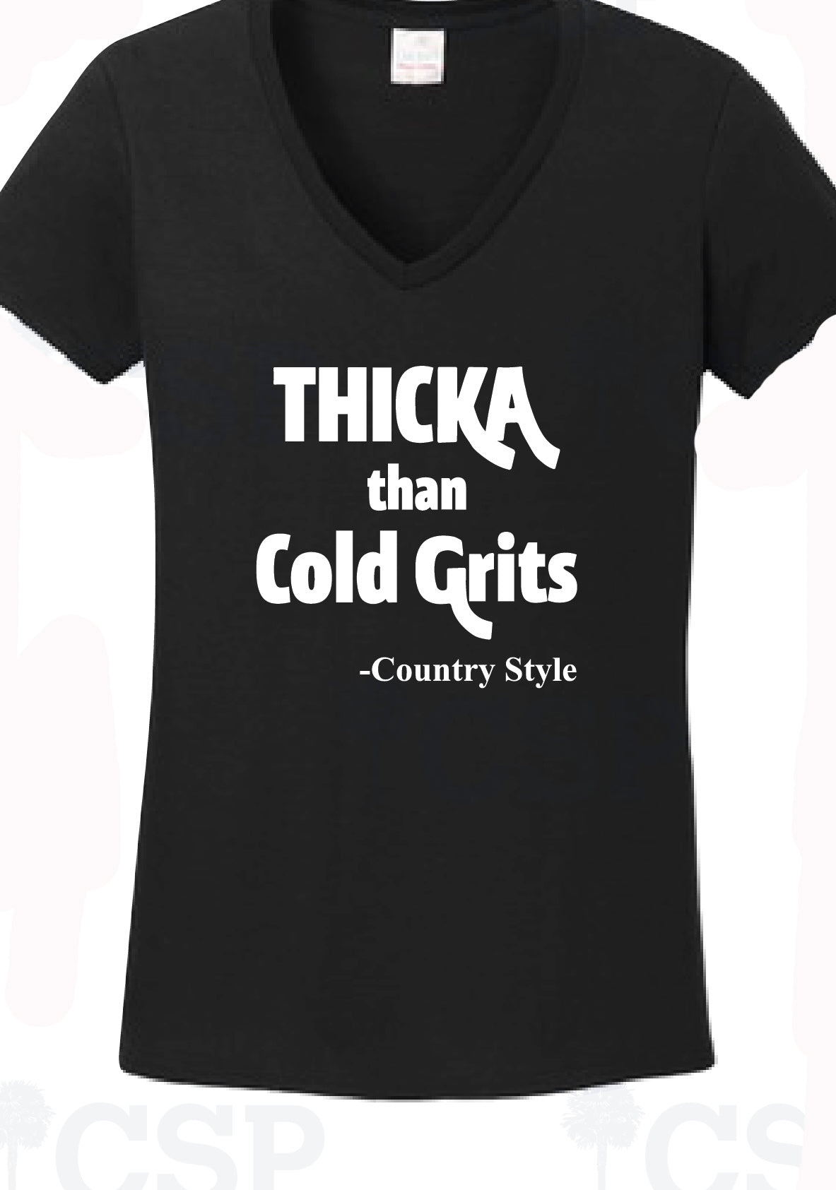 Thicka Than Cold Grits Women's V-Neck M-3XL